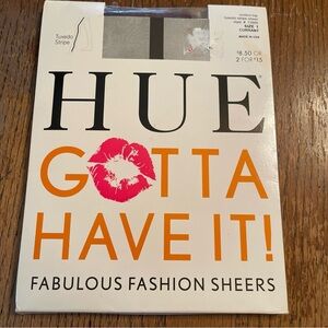 Hue Sheers Gotta Have Nylons Control Top Tuxedo Stripe Currant 1 New NWT